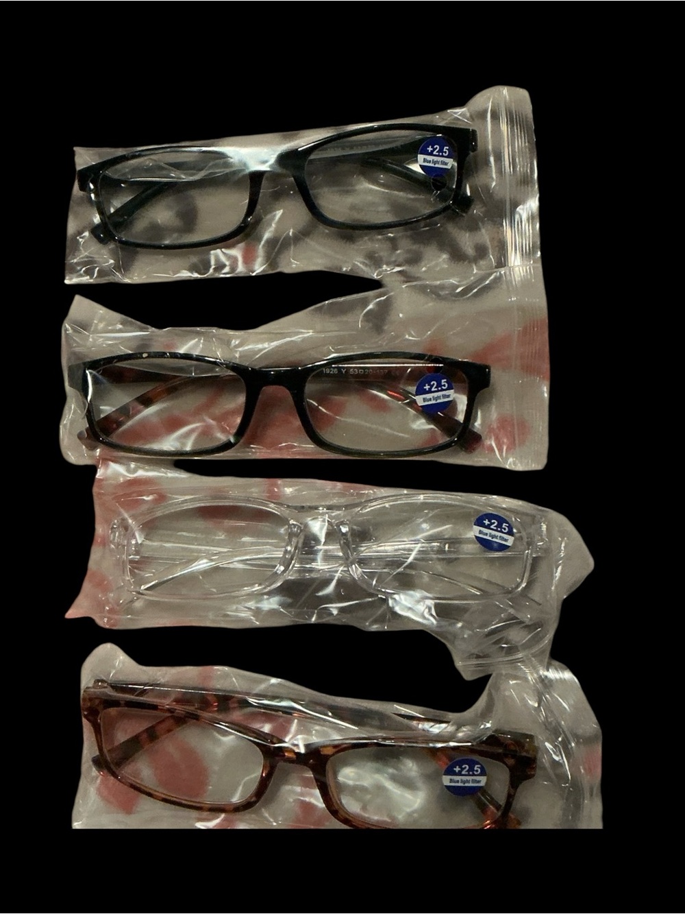Reading Glasses Pack - Black, Clear, Tortoise - +2.5 Strength